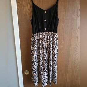 Chic Black and Brown Leopard Print Maxi Dress